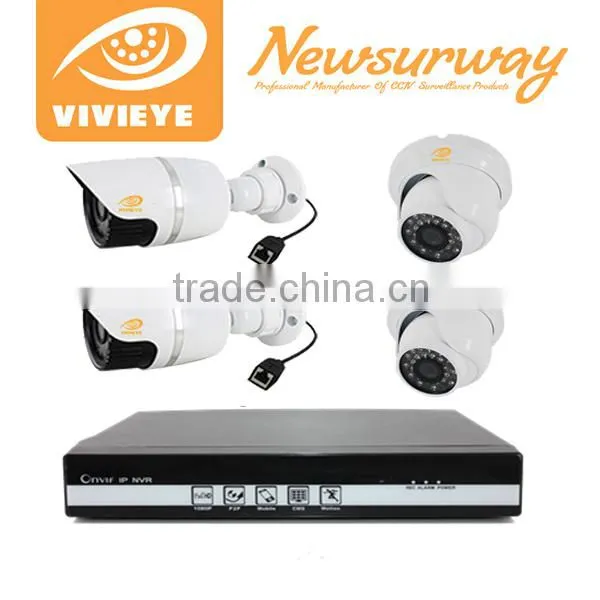 H.264 CCTV DVR kit HD 4ch POE IP System Realtime NVR Kit P2P Onvif Standard