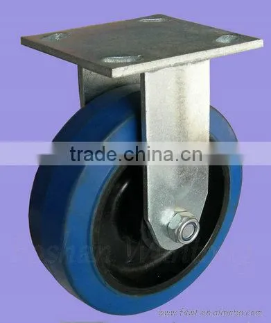 Single bearing Blue Elastic Rubber Jacking Caster