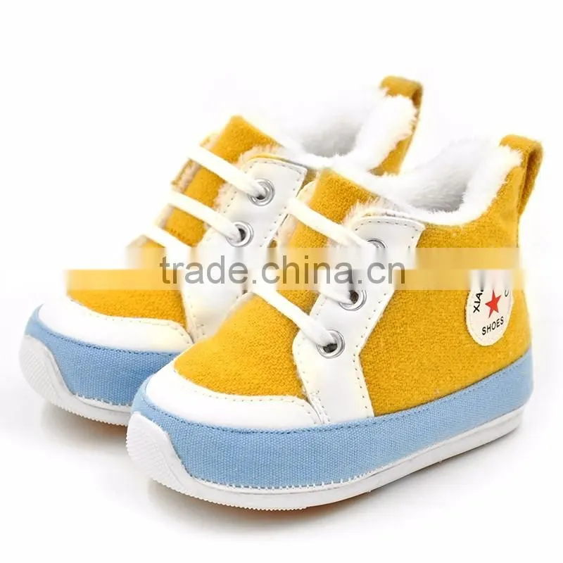 2016 XIAOLIUBAO baby product warm thick winter colored cotton soft baby shoes with TPR