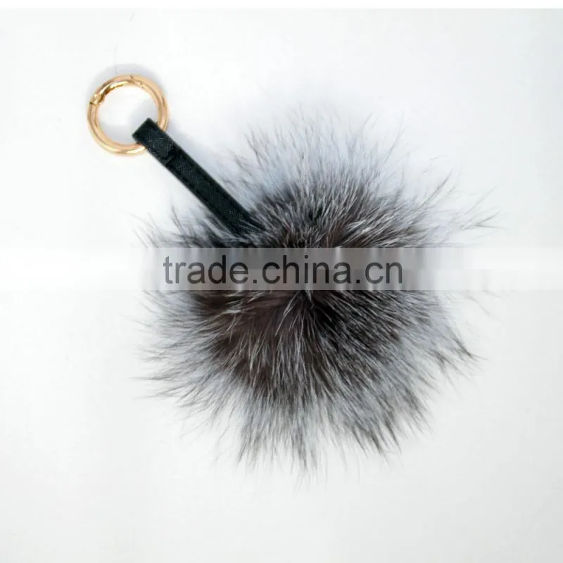 smart colorful key chain fox fur pompoms