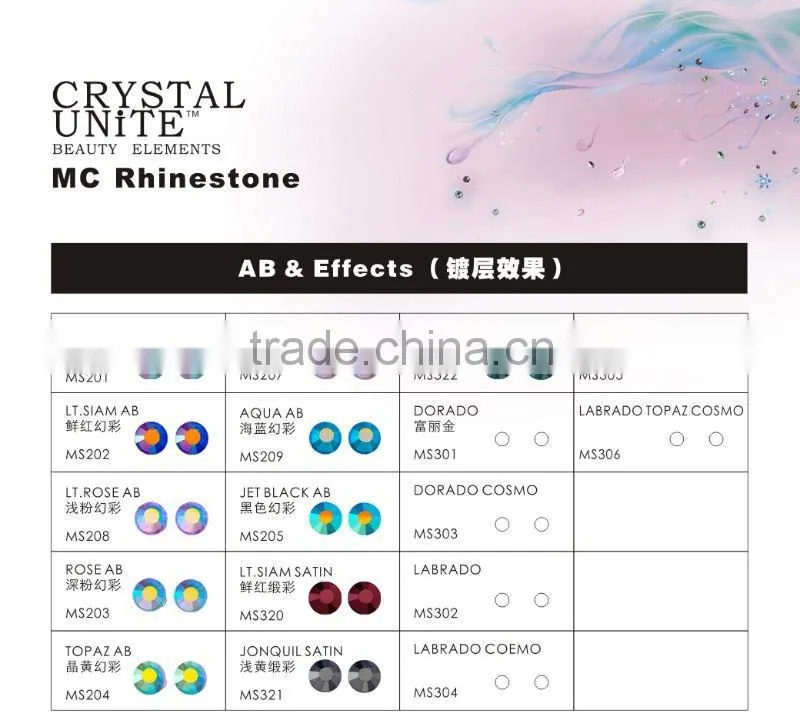 UNITE Flat back rhinestones Topaz AB