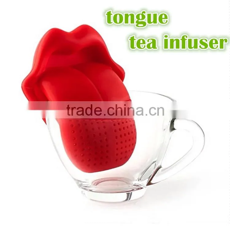 FDA LFGB approved silicone promotional novelty funny Tongue tea infuser