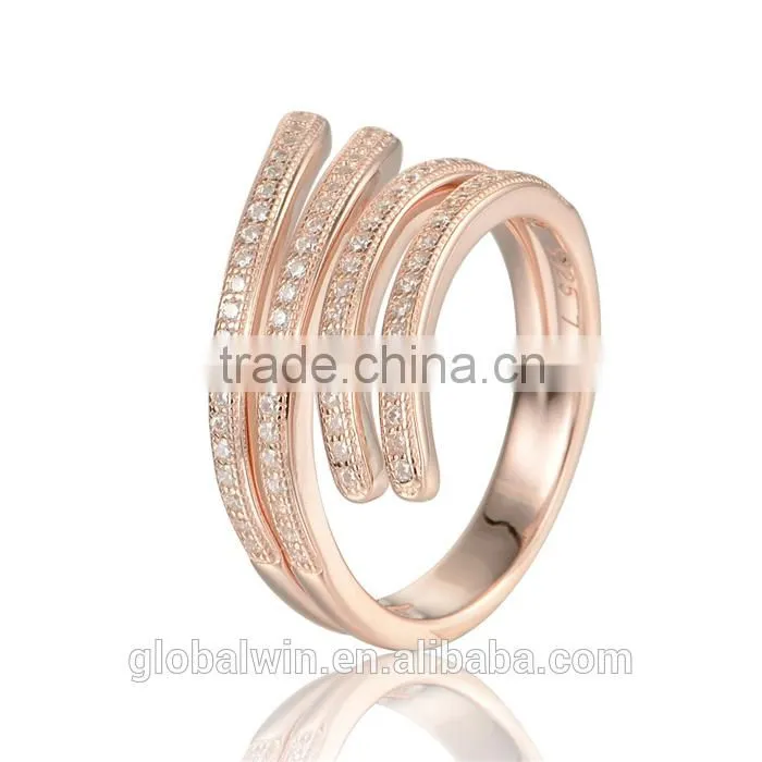 Hign Quality 925 Sterling Silver Cz Rose Gold Plated Fashion Rings Jewelry