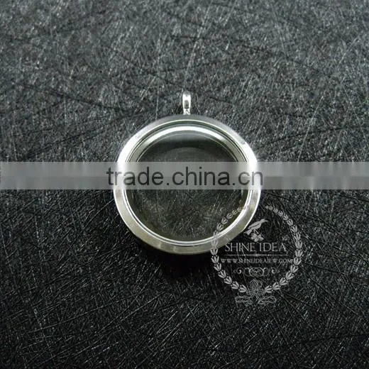 30mm Silver plated alloy round photo locket vintage style fold photo locket pendant charm 1112018