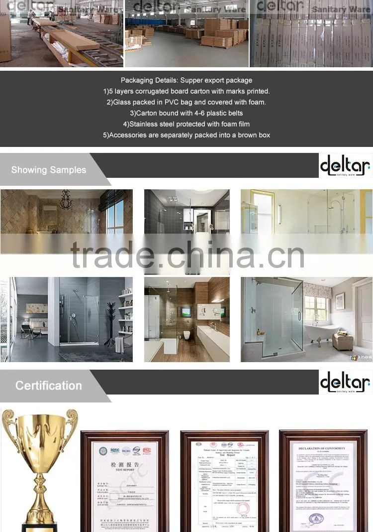 stainless steel roller CHEAP PRICE fan-shaped shower room with acrylic tray tempered glass shower enclosure