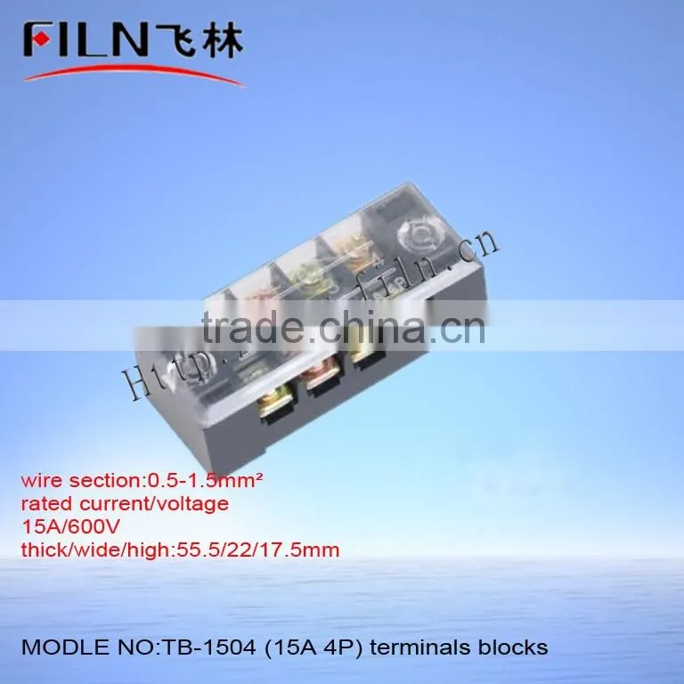 TB-1504 screw earth terminal block 15A 4P