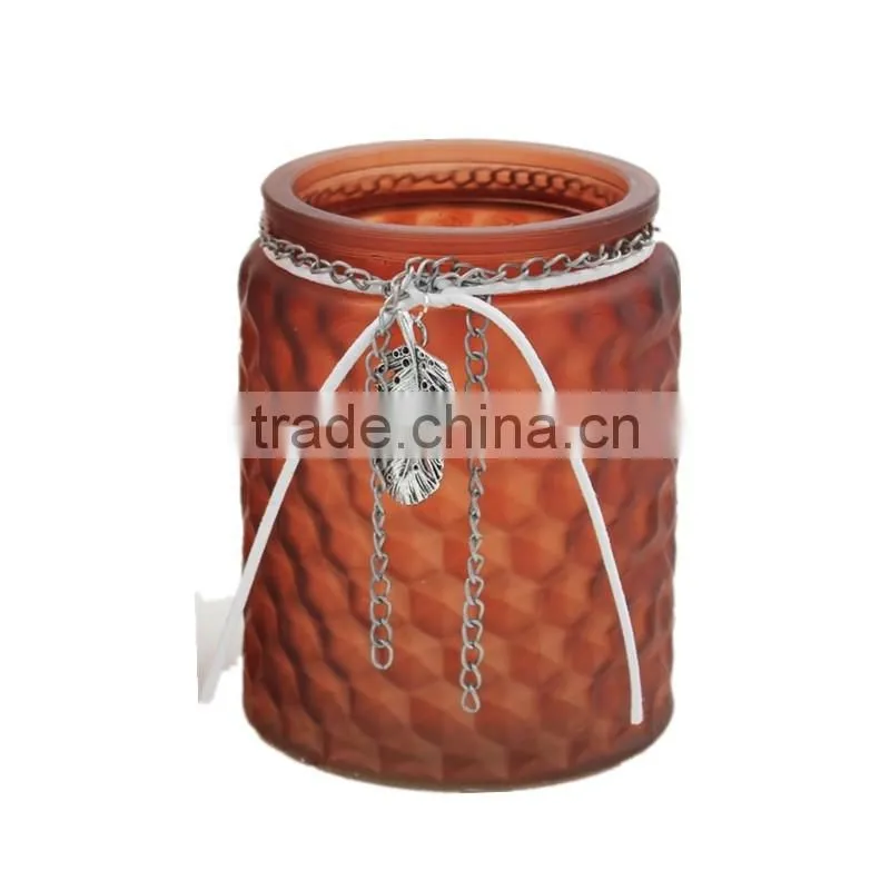 Straight glass candle holder jar