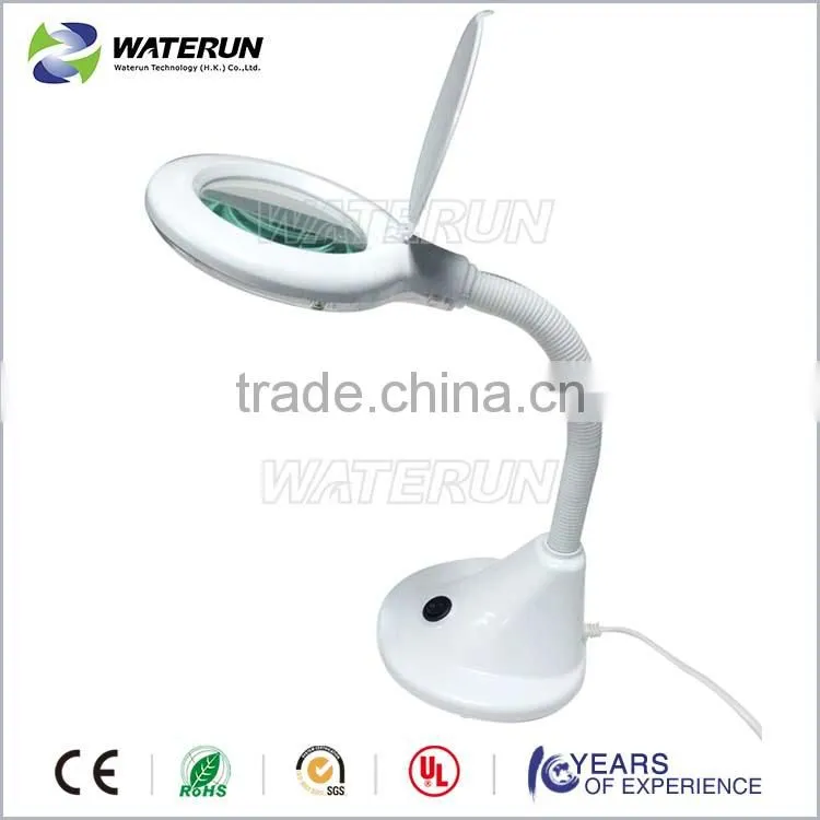 Flexible arm desktop 4" magnifying glass lamp with LED