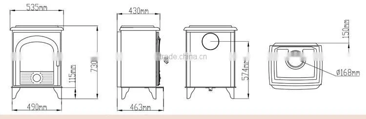Cast Iron Free Standing Indoor & Outer door wood fireplace with good quality