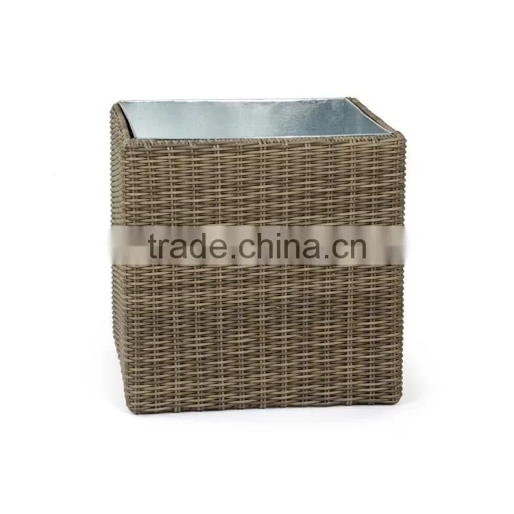 UV-resistant resin wicker square garden decor outdoor flower pots