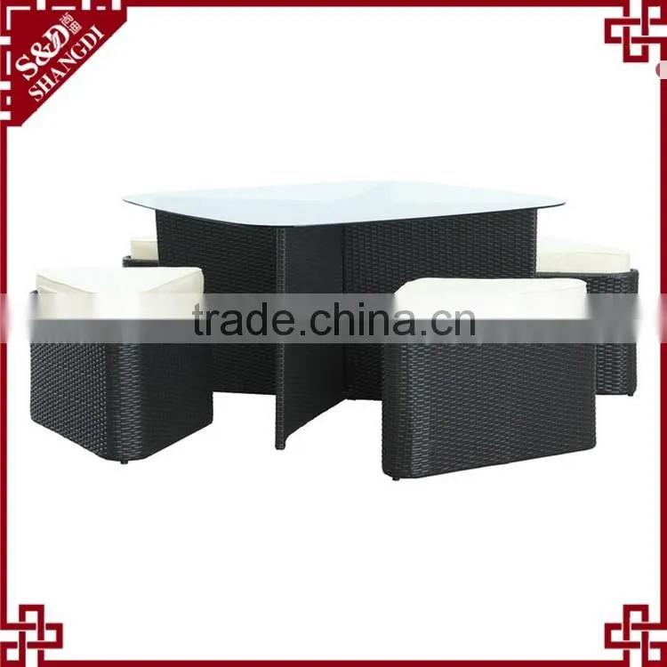 Chic tempered glass table design 5-pc outdoor patio rattan dining set