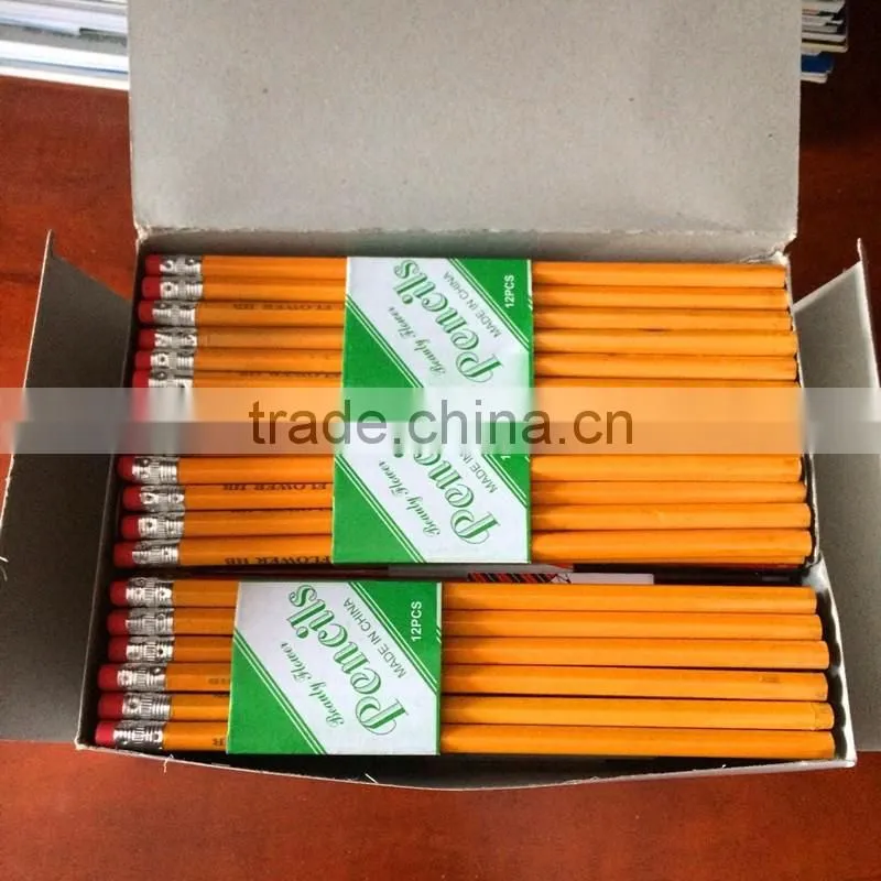 7" black lead hexgonal HB yellow pencil