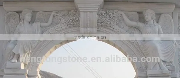 Decorative White Marble Stone Arch Door Surround with Figure Design