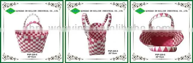 Wholesale colorful handmade pp strap woven children bag basket for kids