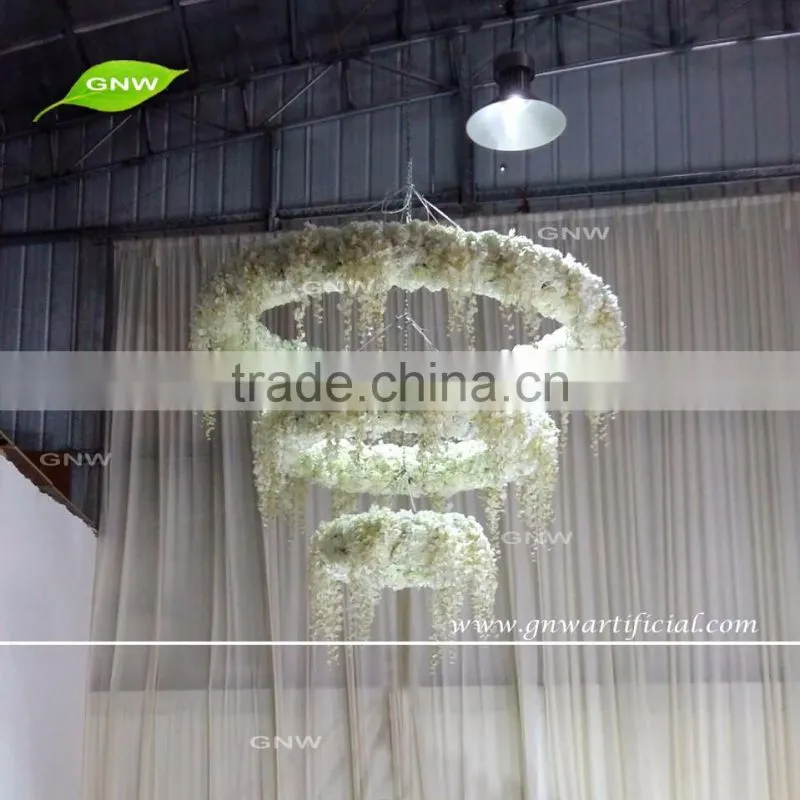 GNW FLD-Hanging 161026 Latest design white large hanging hydrangea flowers garland for wedding central decoration