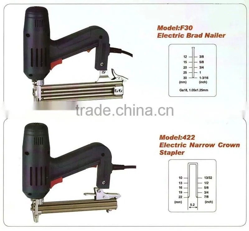 1500w Lower Noise Handheld Floor Electric Nail Gun Crown Stapler Portable Electric F30 Brad Nailer