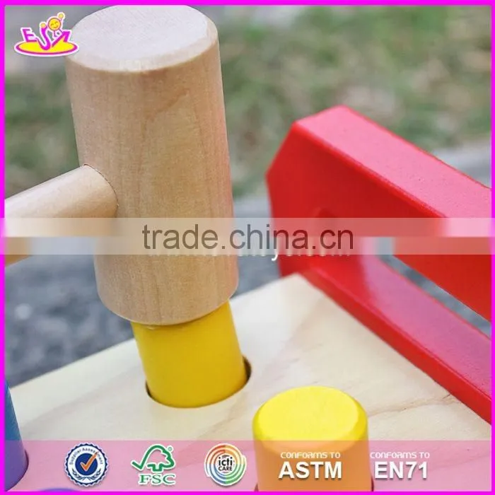 2017 new design baby funny toy wooden pound a peg W11G036