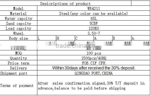 65L 120kg concrete building construction steel Wheel Barrow WB4211