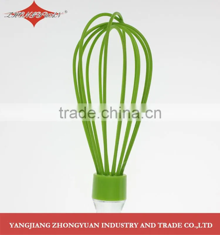 Food grade egg tool silicone coated head wires egg whisk with plastic handle