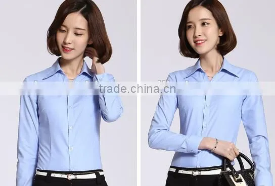 Long sleeve woman formal dress shirts cotton office lady dress blouse
