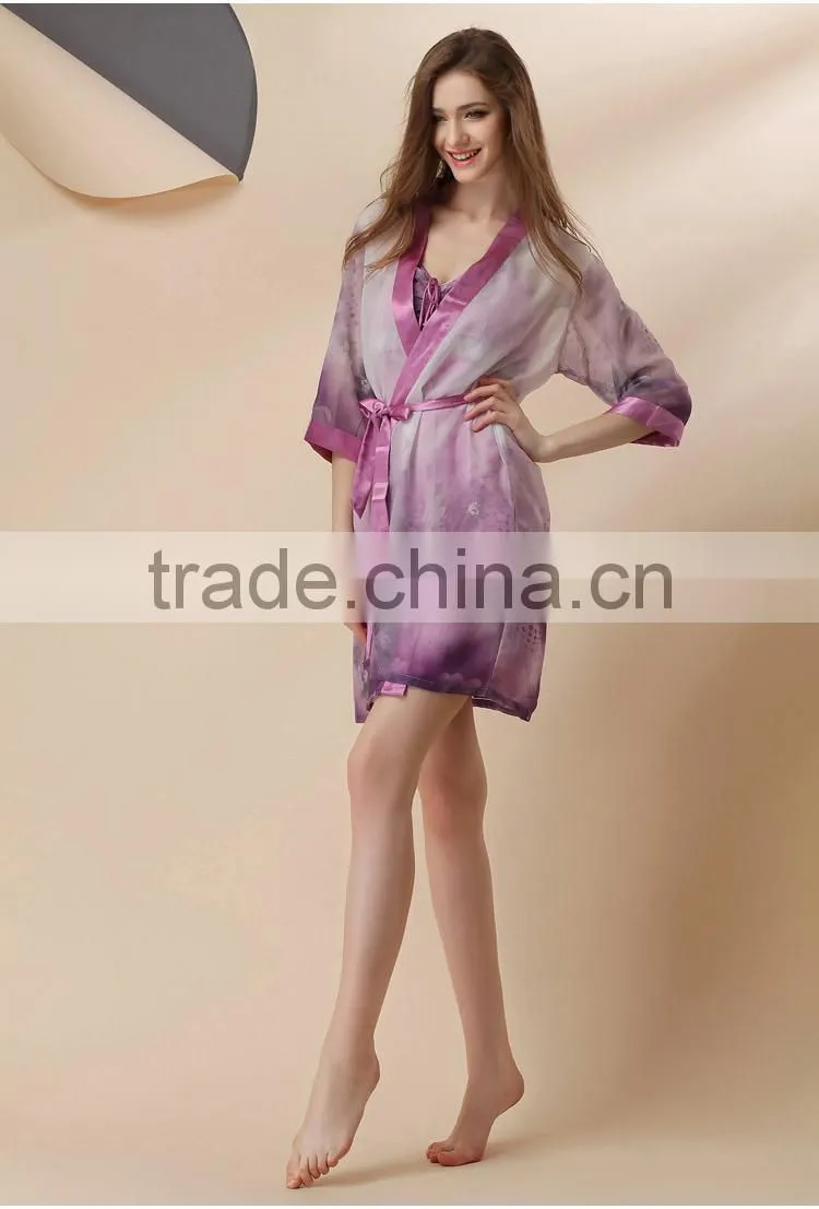 2015 wholesale good quality Soft pajamas Fashion Chiffon Pajamas silky pajamas
