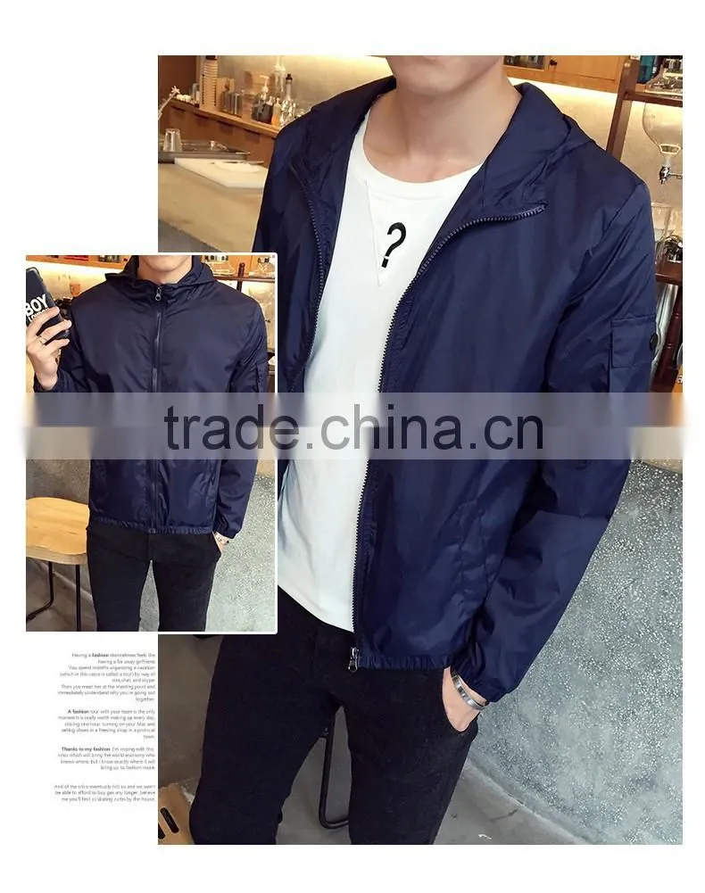 Hot Selling Simple Style Solid High Quality Nylon Men Jacket Sports Thin Jogging Coat Custom Logo Zipper Up