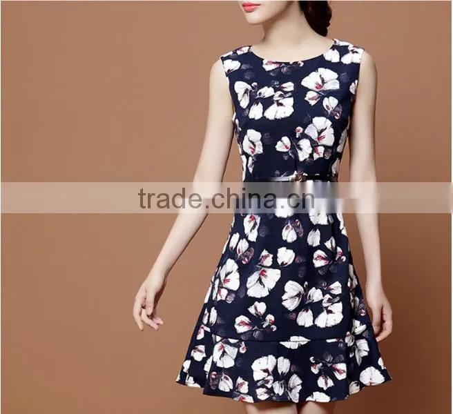 2015 new fashion print long dresses for women sleeveless beach dress female floral casual cute boho maxi summer dress