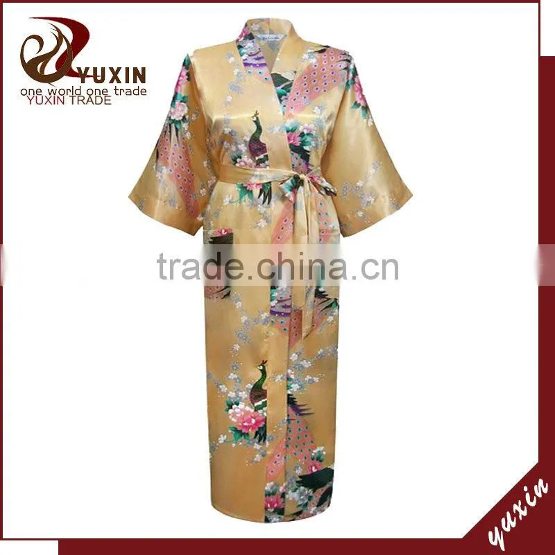 Women robe Peacock Satin NightGowns,Satin Night Dress NG020
