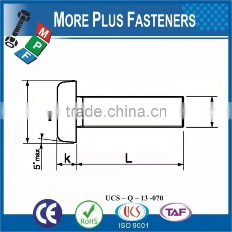 Made in Taiwan DIN 85 ISO 1580 Slotted Pan Head Machine Screw DIN 85