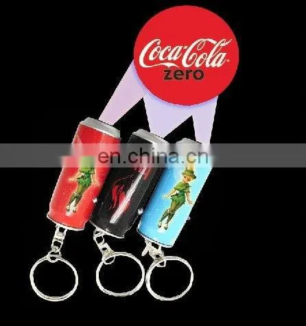 plastic gift beer drink promotion can shape LED project keyring