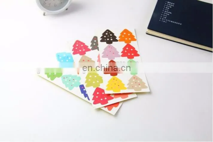 Cute Colorful Christmas Tree Box Bag Label Baking Bag Sealing Sticker Baby Shower Gift Decoration Craft Packing