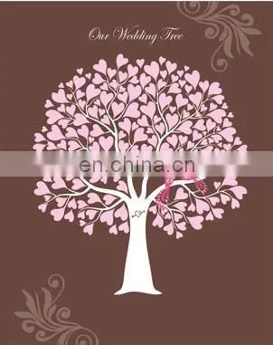 Heart Tree Fingerprint Signature Canvas Painting wedding Attendance album cheap wholesale