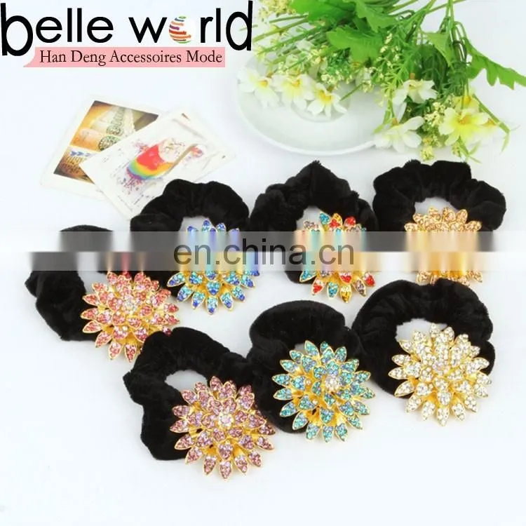New Customizable Rhinestone Flower Scrunchy for Women