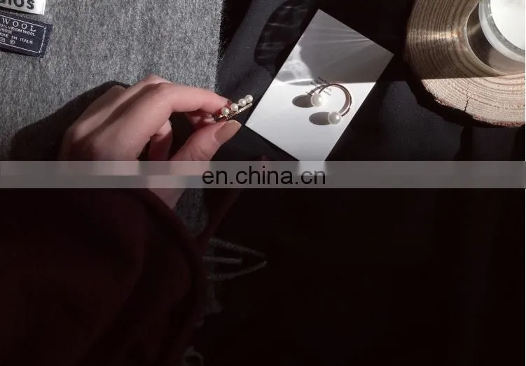 2PCS/Set Contracted design Beautiful and Elegant Pearl Zircon Women's Pearl Finger Ring