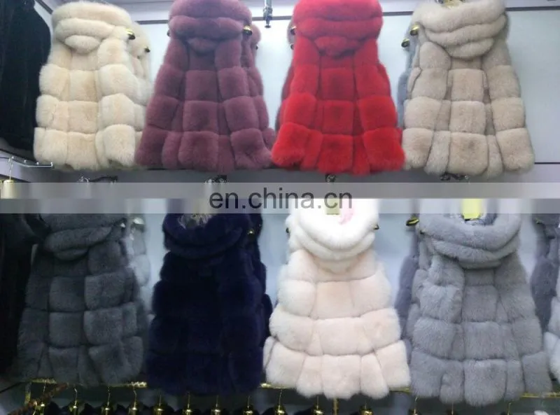 Russian Style Fox Fur Vest With Hat Real Fox Fur Gilet For Women