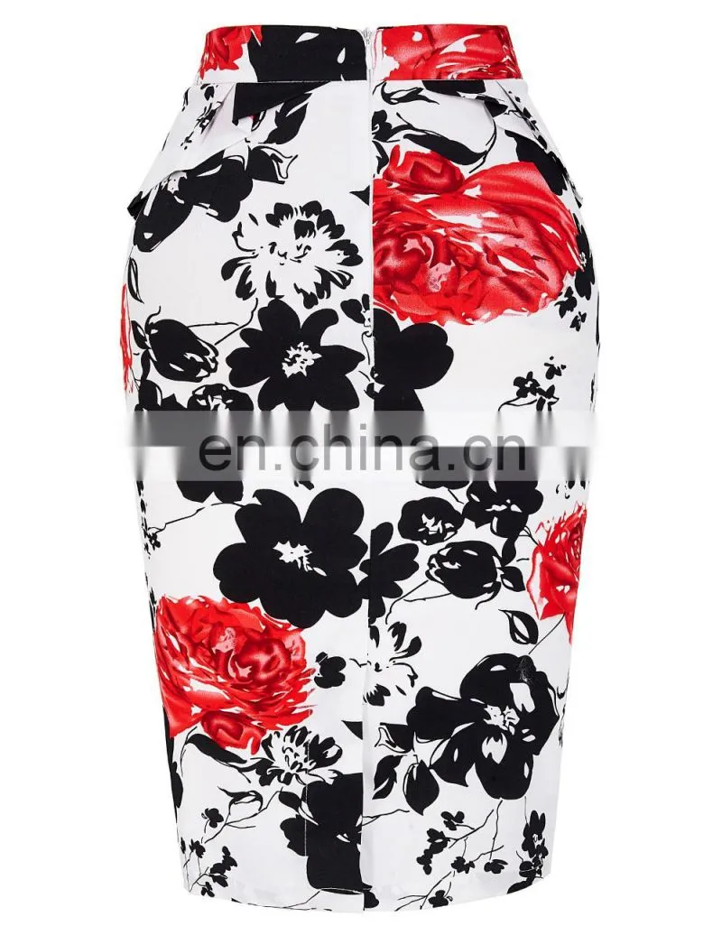 Grace Karin Occident Sexy Women Short Vintage Retro Printed Cotton Wrap Around Skirt CL008928-7