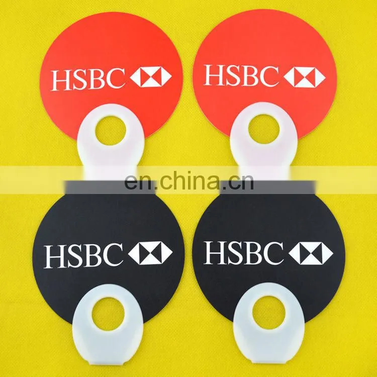 Custom Advertising O Shape Handle PP Hand Fan