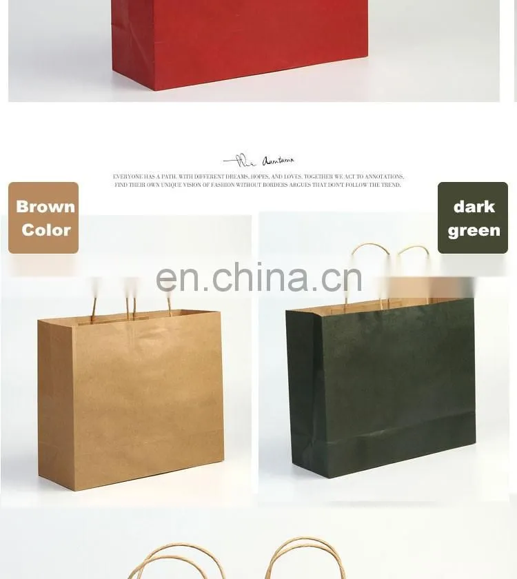 Wholesale colorful customized printed kraft paper bags with handles
