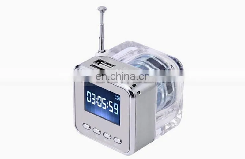 Antenna FM Radio 16G Memory MP3 Player Mobile Mini Portable Crystal Speaker
