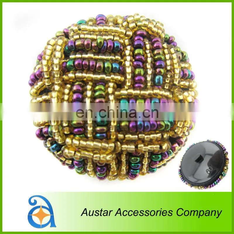 Black beads handmade decorative button