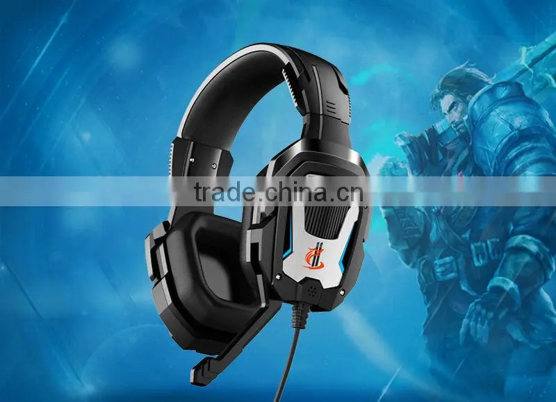 2016 professional lead light retracatble microphone gaming headset with best price