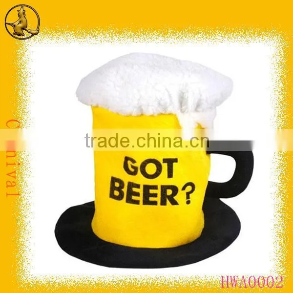 Got Beer Yellow Felt Beer Cup Hat for Carnival