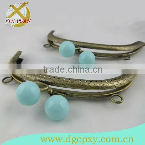 New fashion large blue candy head metal beaded frames for coin purse