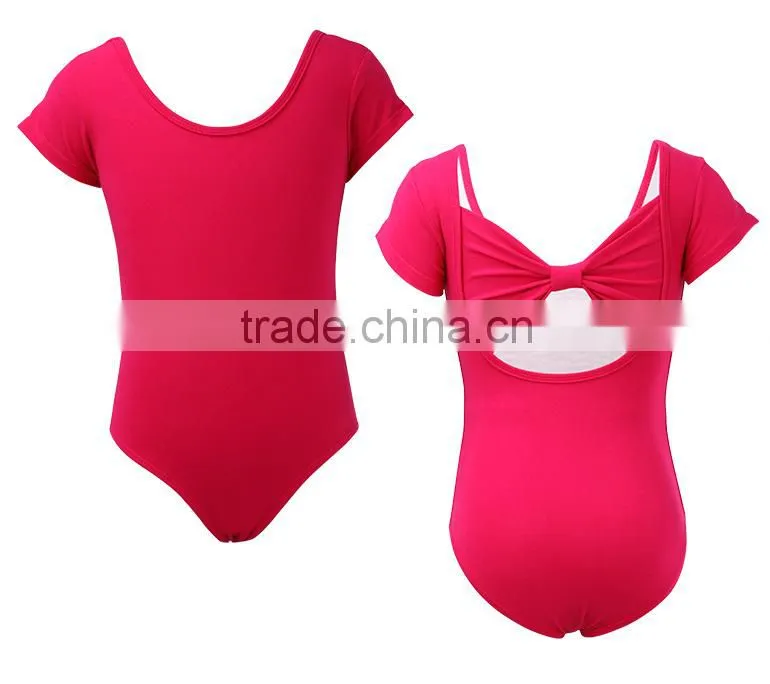 Bowknot Back Spandex Red Kids Ballet Leotards