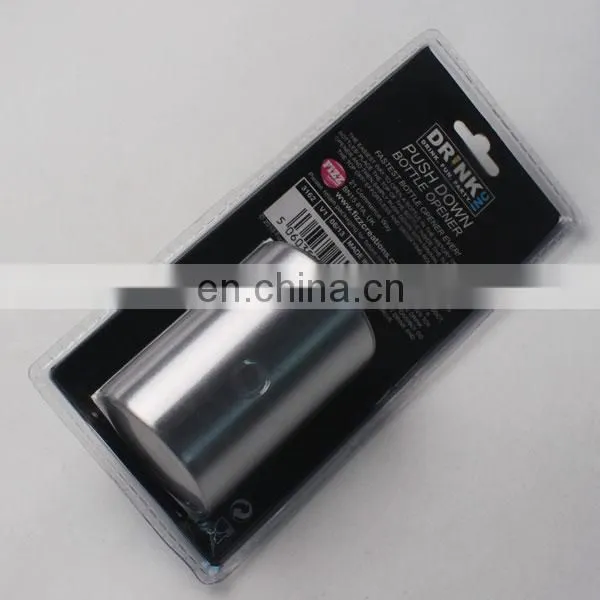 Promotional Aluminium Cylinder Beer Opener Push Automatic Metal Bottle Opener
