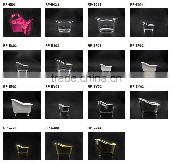 Plastic mini bathtub shape container golden/silver/red mini bathtub container