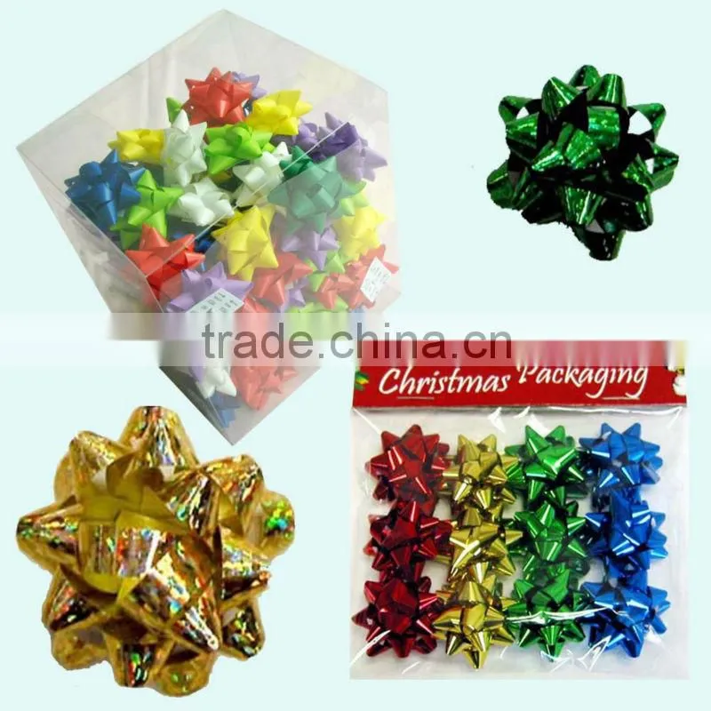 2015 Pretty Metallic Star Ribbon Bows And Easter Egg Sets with Satin Ribbon Tinsels for Gift Packing