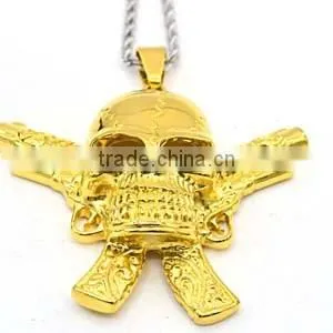 Simple gold pendant design stainless steel jewelry men skull gold pendant