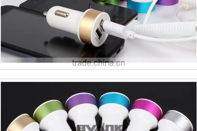 2016 New arrival customize Colorful Aluminum Ring mini Universal car charger , single / dual usb car charger for mobile phone