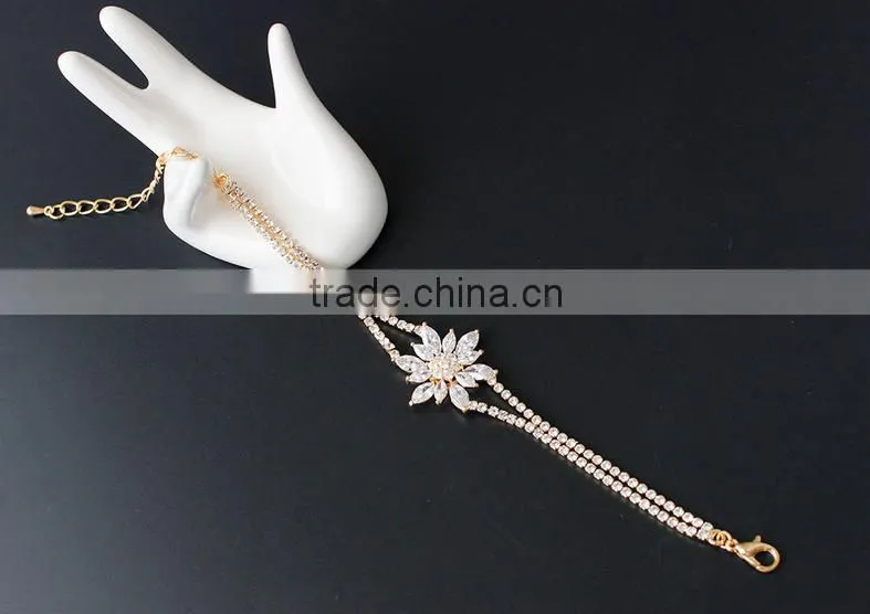 Gold and Silver Lotus Flower Bracelet For Women Fashion Jewelry